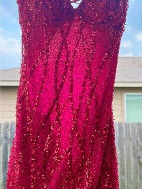 Sparkling Hot Pink Sequin Evening Dress